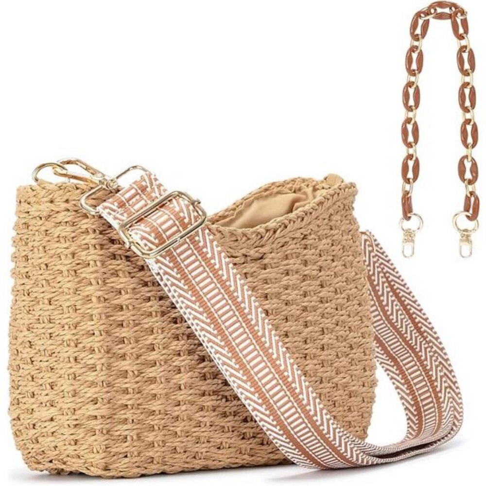 Woven Straw Crossbody Bag for Women Summer